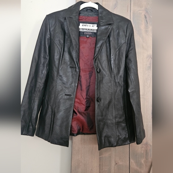 Vintage Pelle Studio by Wilsons Leather Fitted Leather Blazer – Y2K Black. Small - Picture 3 of 15